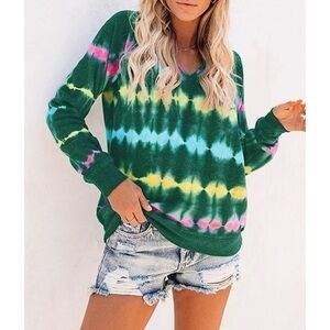 Green & Yellow Tie-Dye Heartbeat Hooded Top